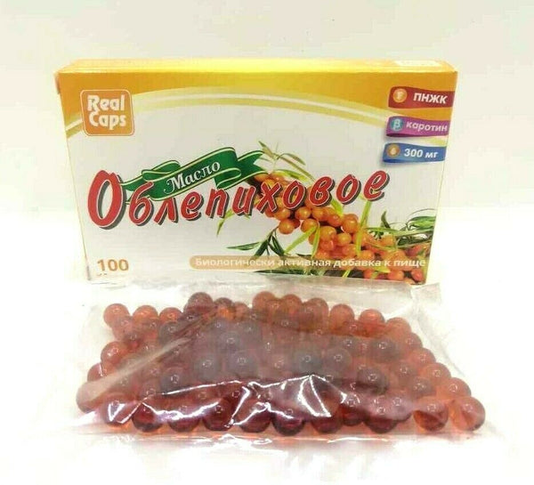 BIO SANDDORN ÖL GELKAPSELN Omega-3 Hippophae rhamnoide Sibirien (Altai)